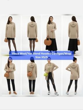 Vince Wool/Yak Blend Hooded Cardigan/Wrap Size XS/S